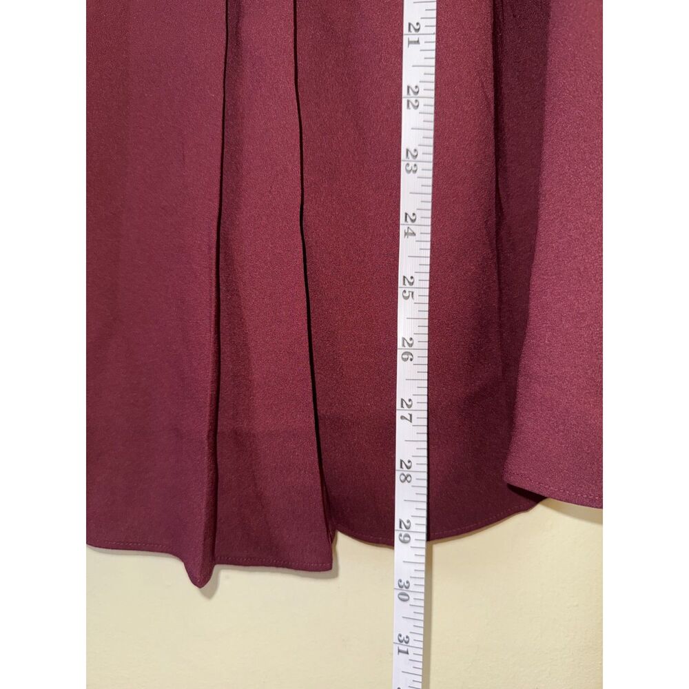 Lands' End Burgundy Pleated Surplice V-Neck Blouse 1X Plus Size Short Sleeve - Picture 9 of 9